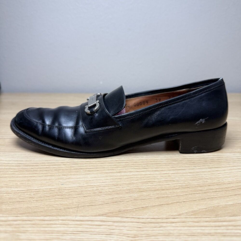 Salvatore Ferragamo Horsebit Loafers Womens 7.5 B Leather Black Office Event - Picture 5 of 13